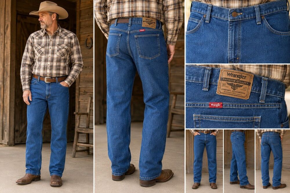 Wrangler Men’s Jeans 44 x30 Blue Denim Relaxed Straight Leg Classic Western Work